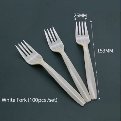 (READY STOCK)Disposable Take Away Bungkus Rice Food Plastic Spoon Fork Knife