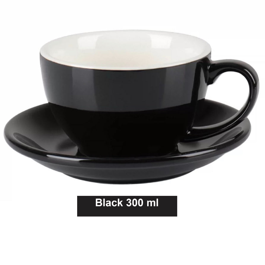 (Ready Stock)Coffee Espresso Latte Cup Ceramic Thick 300ml with Saucer Multi Glossy Color Matt Colour