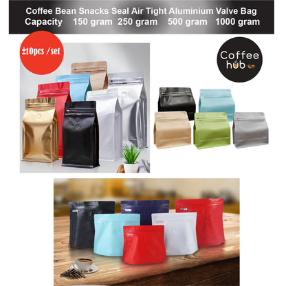 (READY STOCK)Coffee Bag Aluminium Foil Packaging Bag With Air Valve Sealed Food Powder Tea Powder Nuts Storage Airtight