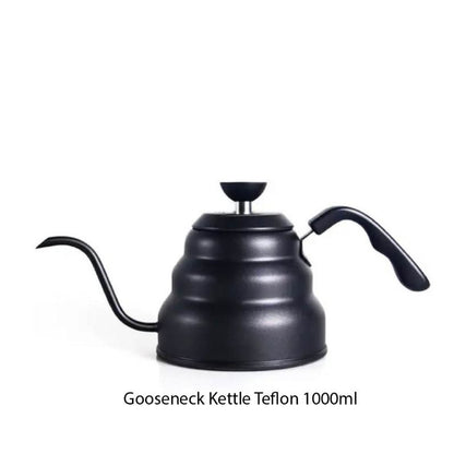 (Ready Stock)Coffee Hand Drip Gooseneck Narrow Spout Kettle Teflon Black Stainless Steel Capacity 350ml 600ml 1000ml