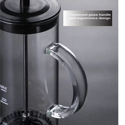 (Ready Stock)Coffee French Press Maker 480ml cum Milk Frother Thick Glass