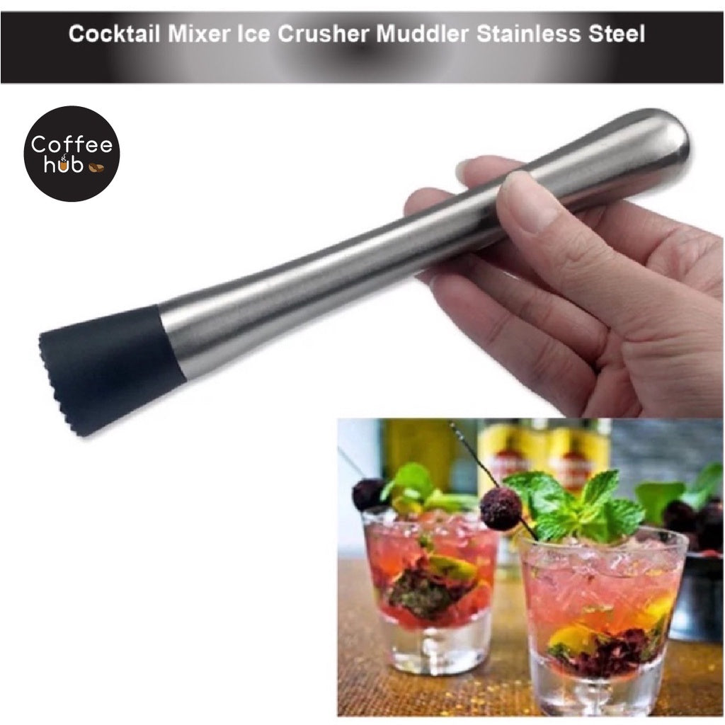 (Ready Stock)Cocktail Ice Hammer Crusher Muddler Swizzle Stick Stainless Steel DIY Drink Bartender Tool