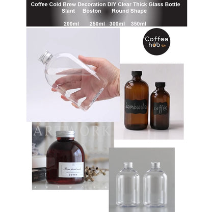 (READY STOCK)Coffee Cold Brew Tonic Drink Clear DIY Decoration Bottle Thick Glass With Aluminum Seal Cap 200ml 250ml