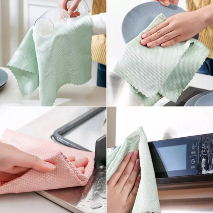 (READY STOCK)Coffee Barista Glass Cleaning Cloth Table Cloth Fish Scale Kitchen Towel Glass Window Reusable Non Marking