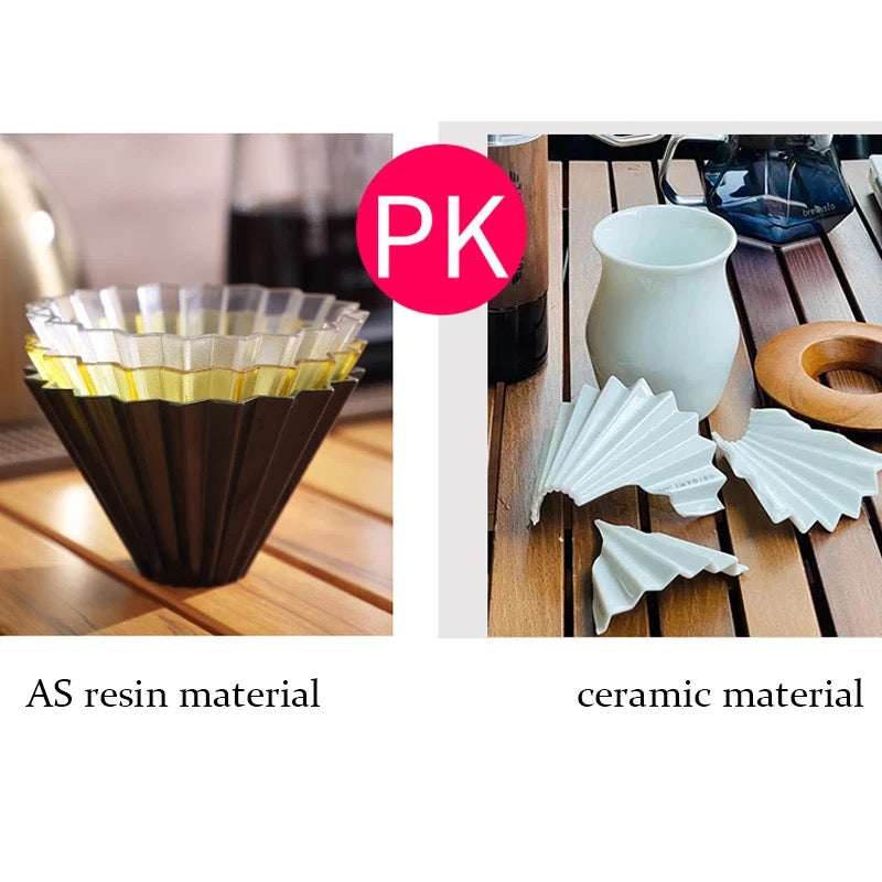 (Ready Stock)Coffee Filter Dripper Origami Japan Inspired Resin with PP Holder Tray 1-2 Cups Pour Over V60