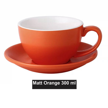 (Ready Stock)Coffee Espresso Latte Cup Ceramic Thick 300ml with Saucer Multi Glossy Color Matt Colour