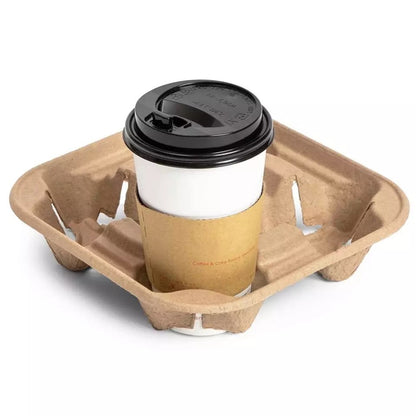 (Ready Stock)Paper Cup Holder Disposable Pulp Paper Coffee Milk Tea Drink Carrier  2 Cups 4 Cups 6 Cups Holder 50 PCS