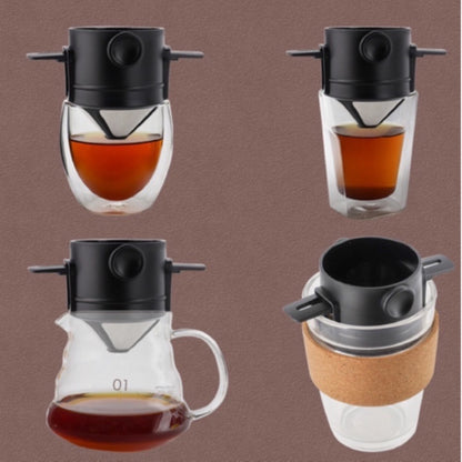 (Ready Stock)Coffee Espresso Pour Over Stainless Steel Filter Portable Foldable Reusable Coffee Dripper