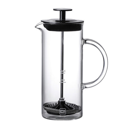 (Ready Stock)Coffee French Press Maker 480ml cum Milk Frother Thick Glass