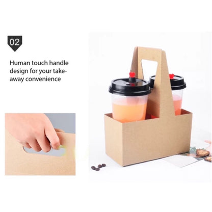 (Ready Stock)Paper Cup Holder Disposable Pulp Paper Coffee Milk Tea Drink Carrier  2 Cups 4 Cups 6 Cups Holder 50 PCS