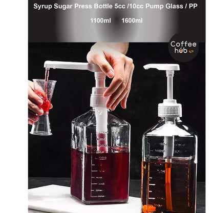 (READY STOCK)Sugar Press Bottle 5cc 10cc 15cc Hand Pump Liquid Oil Dispenser Milk Tea Shop Coffee Glass PP