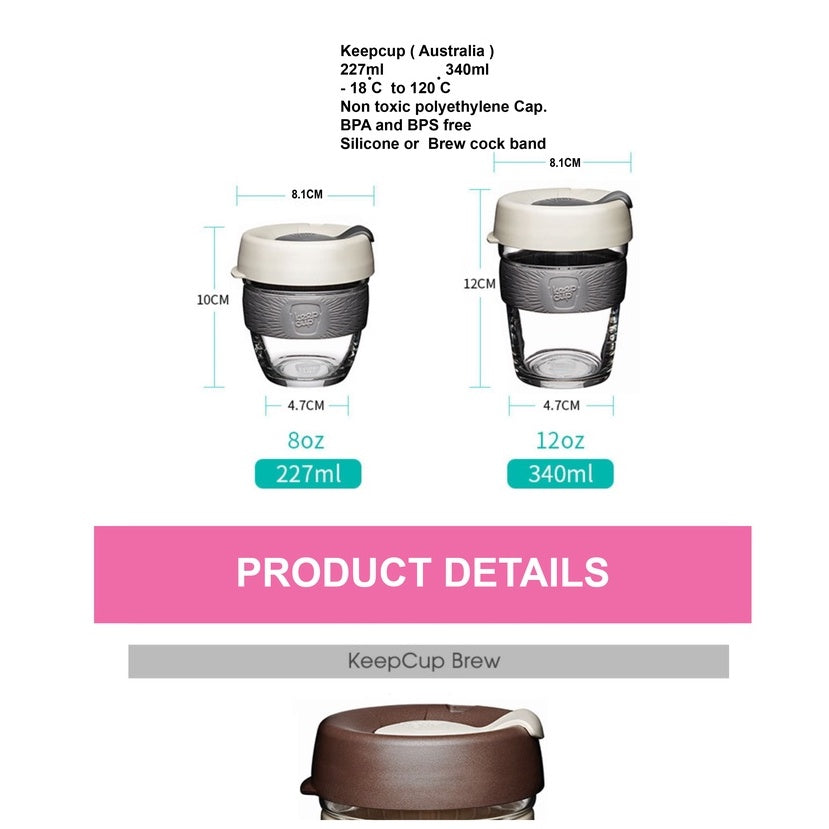 (Ready Stock)Original Keepcup Coffee Espresso Glass Reusable Cup Reusable 12oz|340ml