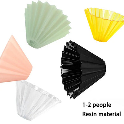 (Ready Stock)Coffee Filter Dripper Origami Japan Inspired Resin with PP Holder Tray 1-2 Cups Pour Over V60