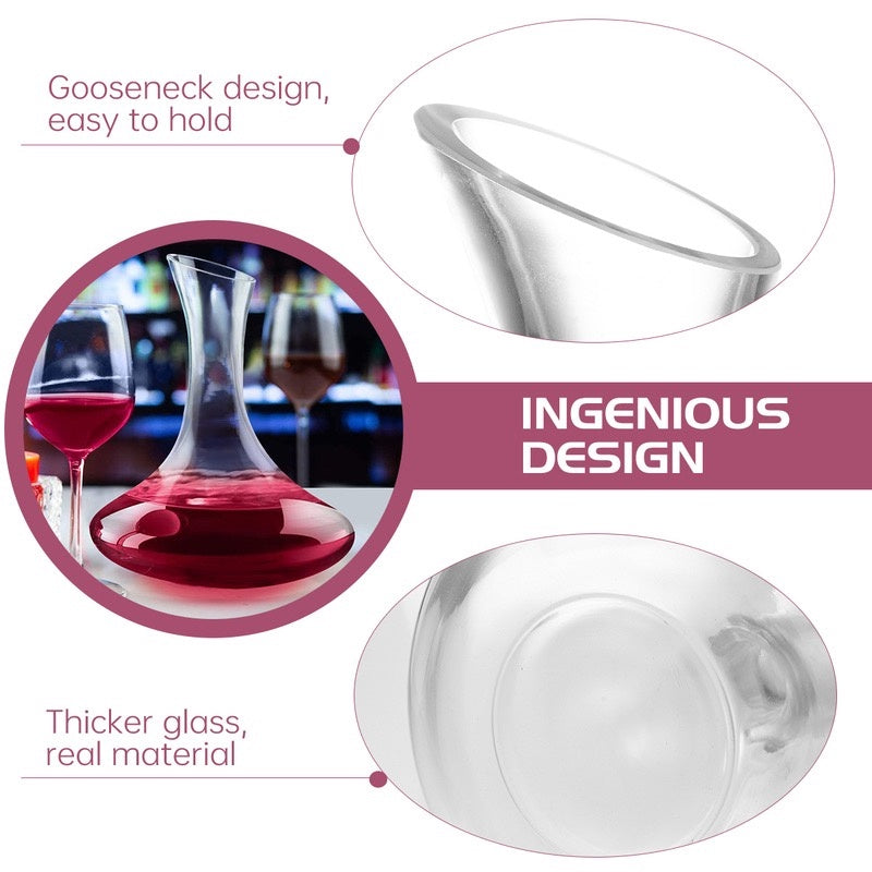 (Ready Stock)Wine Decanter Red Wine Pourer  Crystal Clear Glass 1800ml