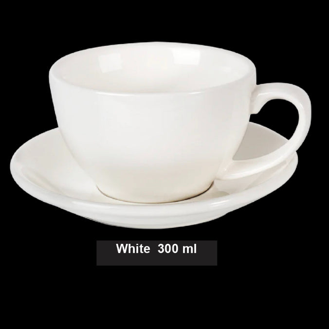 (Ready Stock)Coffee Espresso Latte Cup Ceramic Thick 300ml with Saucer Multi Glossy Color Matt Colour