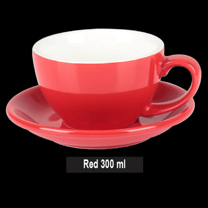 (Ready Stock)Coffee Espresso Latte Cup Ceramic Thick 300ml with Saucer Multi Glossy Color Matt Colour