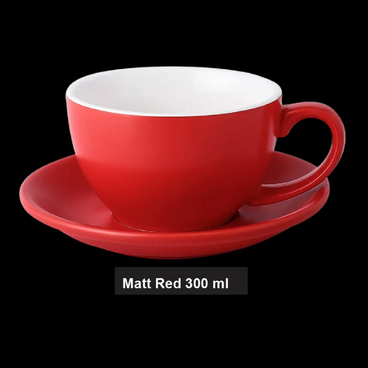 (Ready Stock)Coffee Espresso Latte Cup Ceramic Thick 300ml with Saucer Multi Glossy Color Matt Colour