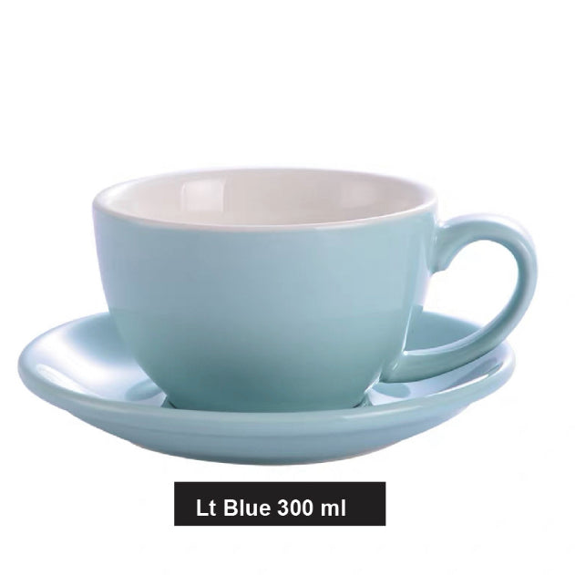 (Ready Stock)Coffee Espresso Latte Cup Ceramic Thick 300ml with Saucer Multi Glossy Color Matt Colour