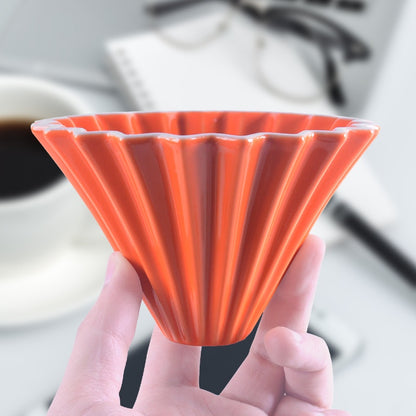 (READY STOCK)Coffee Filter Dripper Origami Japan Inspired Ceramic with Wood Holder Tray 1-2 Cups Pour Over V60