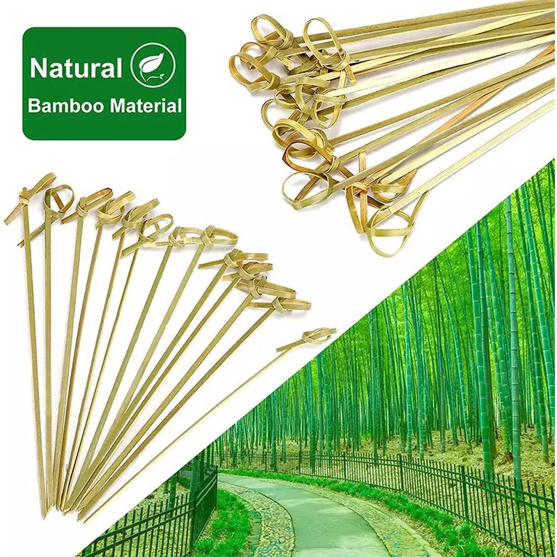 (READY STOCK)Bamboo Knot Shape Cocktail Sticks Pick Martini Drink Stick Pick Bar Buffets Cupcake Disposable 100pcs