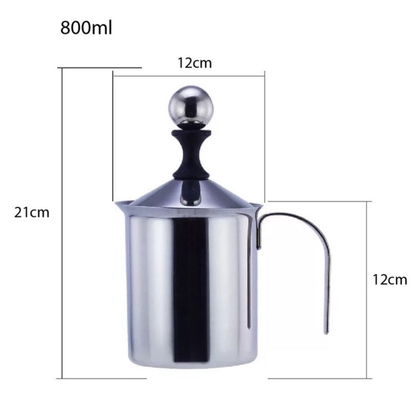 (Ready Stock)Coffee Hand Pump Manual Milk Foam Frother Stainless Steel Double Mesh Jug 800ml