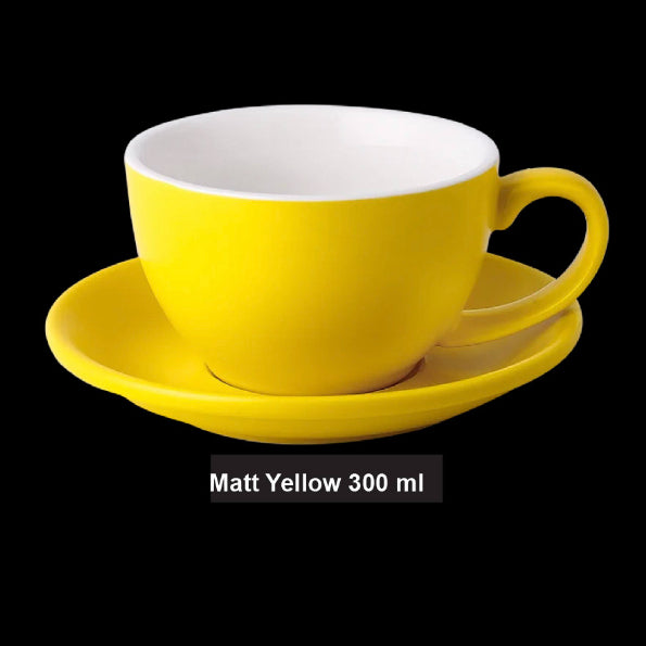 (Ready Stock)Coffee Espresso Latte Cup Ceramic Thick 300ml with Saucer Multi Glossy Color Matt Colour