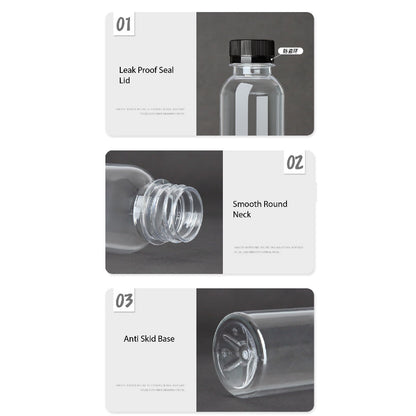 (READY STOKC)PET Clear Plastic Bottle 3.8cm Wide Storage Container Beverage Milk Juice Tea Coffee 200/250/300/350ml