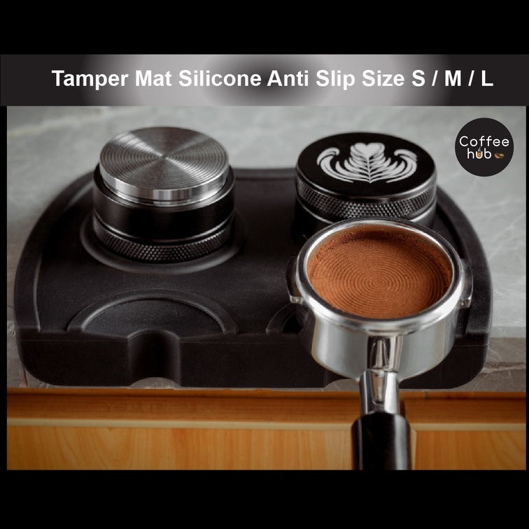 (Ready Stock)Espresso Coffee Tamper Mat Silicone Anti Slip Function Black Col Various Size