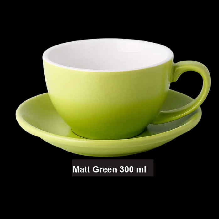 (Ready Stock)Coffee Espresso Latte Cup Ceramic Thick 300ml with Saucer Multi Glossy Color Matt Colour