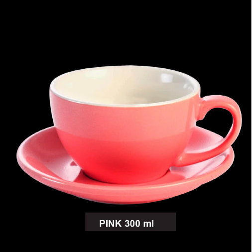 (Ready Stock)Coffee Espresso Latte Cup Ceramic Thick 300ml with Saucer Multi Glossy Color Matt Colour