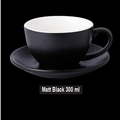 (Ready Stock)Coffee Espresso Latte Cup Ceramic Thick 300ml with Saucer Multi Glossy Color Matt Colour