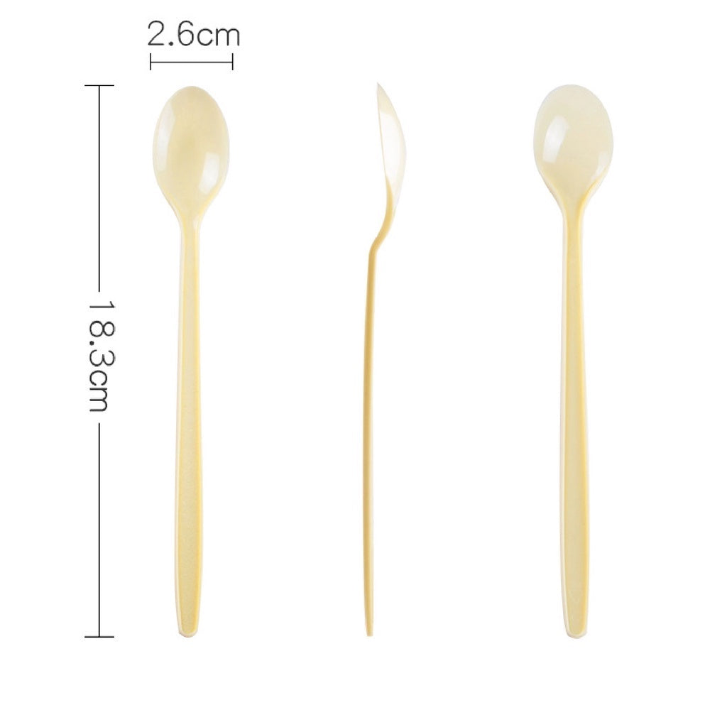 (READY STOCK)Disposable Thick Long Plastic Spoon Dessert Milk Tea Boba Smoothie Spoon Length 18cm 21cm 100pcs