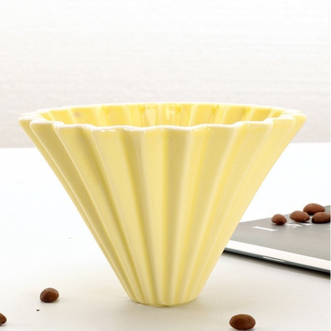 (READY STOCK)Coffee Filter Dripper Origami Japan Inspired Ceramic with Wood Holder Tray 1-2 Cups Pour Over V60