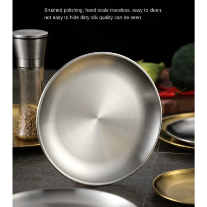 (Ready Stock)European Style Dinner Plates Serving Stainless Steel Thick Quality Round Tray