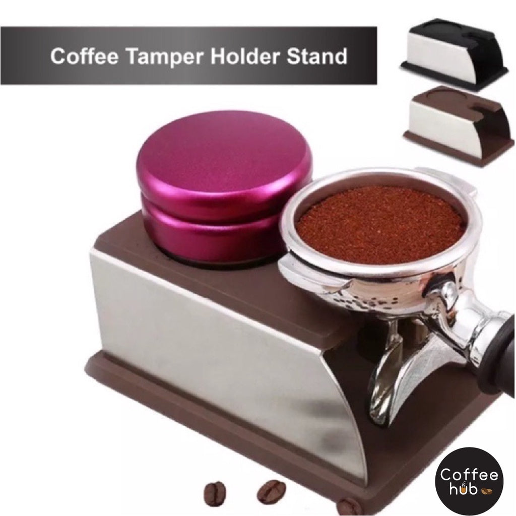 (Ready Stock)Espresso Coffee Tamper Holder Stand Rack Station Stainless Steel Cum Silicone Base