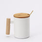 (READY STOCK)Coffee Tea Mug with Wood Handle Nordic Design With Lid and Spoon 350ml 420ml 460ml