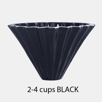 (READY STOCK)Coffee Filter Dripper Origami Japan Inspired Ceramic with Wood Holder Tray 1-2 Cups Pour Over V60