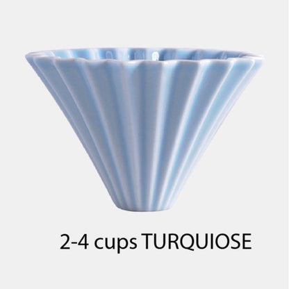 (READY STOCK)Coffee Filter Dripper Origami Japan Inspired Ceramic with Wood Holder Tray 1-2 Cups Pour Over V60