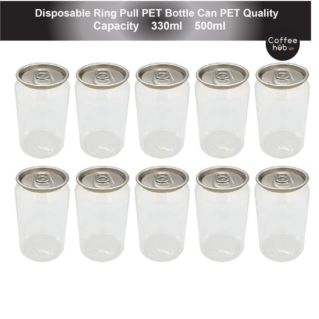 (Ready Stock)Disposable Ring-Pull Can Beverage Bottle PET Water Bottles Milk Tea Bottles Packaging Bottles 10PCS