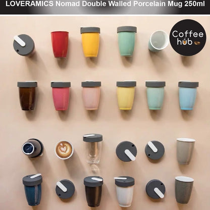 (READY STOCK)Coffee Portable Double Wall Mug On The Go Travel Hiking LOVERAMICS Nomad 250ml Various Cols