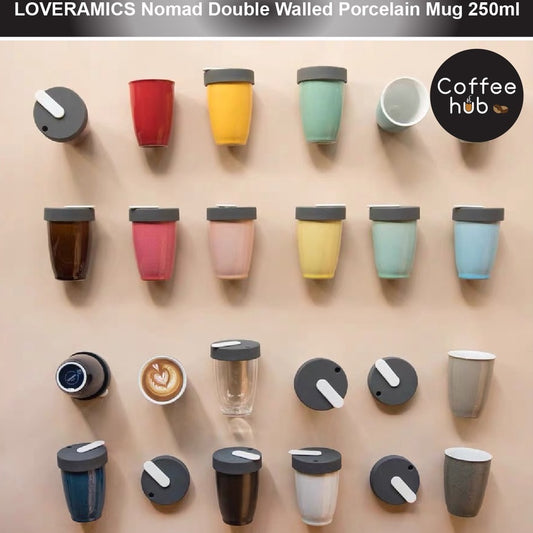 (READY STOCK)Coffee Portable Double Wall Mug On The Go Travel Hiking LOVERAMICS Nomad 250ml Various Cols