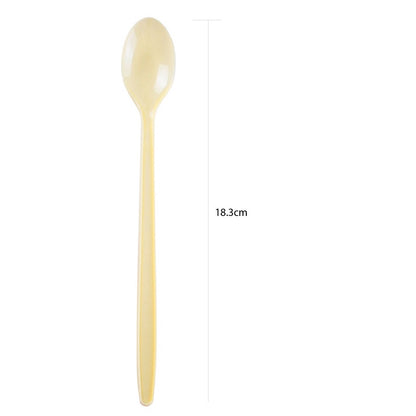 (READY STOCK)Disposable Thick Long Plastic Spoon Dessert Milk Tea Boba Smoothie Spoon Length 18cm 21cm 100pcs