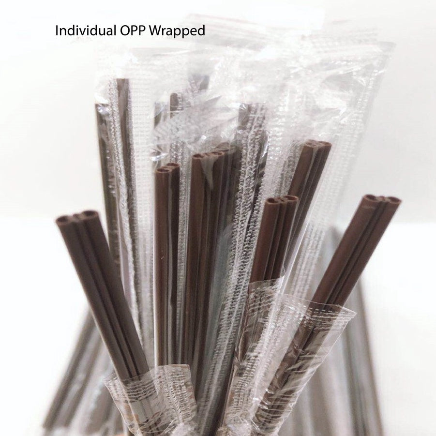 (Ready Stock)Coffee Straw 2 Holes Cum Stirrer Tea Milk Café Supplies 18cm Length ±100pcs/bag (OPP Wrapped)