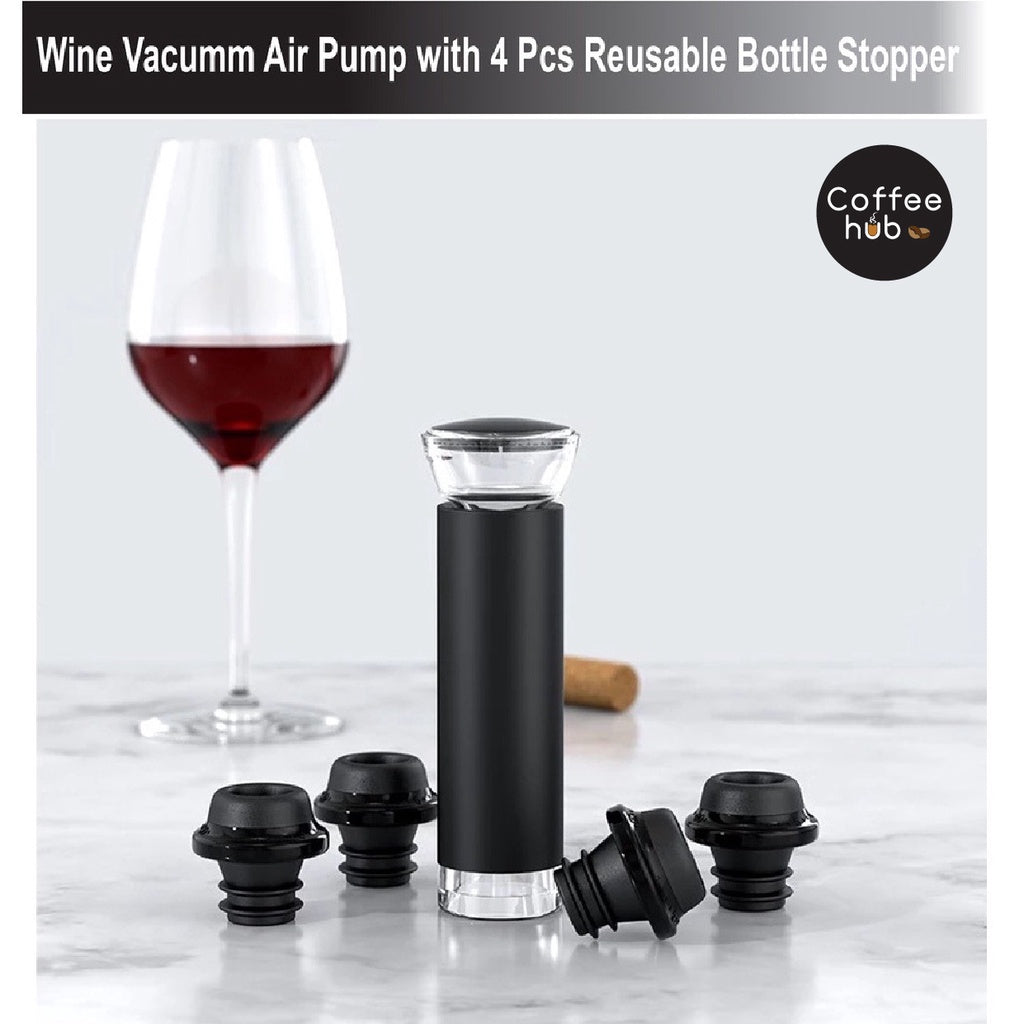 (Ready Stock)Wine Preserver Vacumn Air Pump Wine Bottle Stopper Durable Airtight Seal Easy(4 pcs stopperper set)