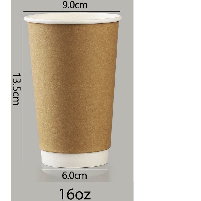 (Ready Stock)Coffee Tea Paper Cup High End Double Wall Heat Insulation Disposable  With Lid 8oz 12oz 16oz(±50pcs/bag))