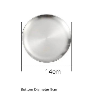 (Ready Stock)European Style Dinner Plates Serving Stainless Steel Thick Quality Round Tray