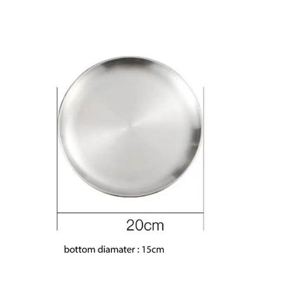 (Ready Stock)European Style Dinner Plates Serving Stainless Steel Thick Quality Round Tray