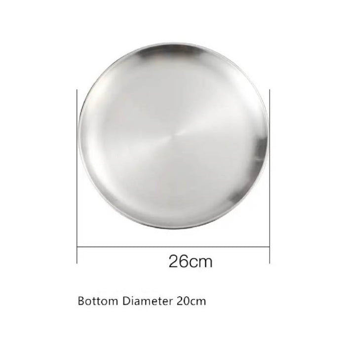 (Ready Stock)European Style Dinner Plates Serving Stainless Steel Thick Quality Round Tray