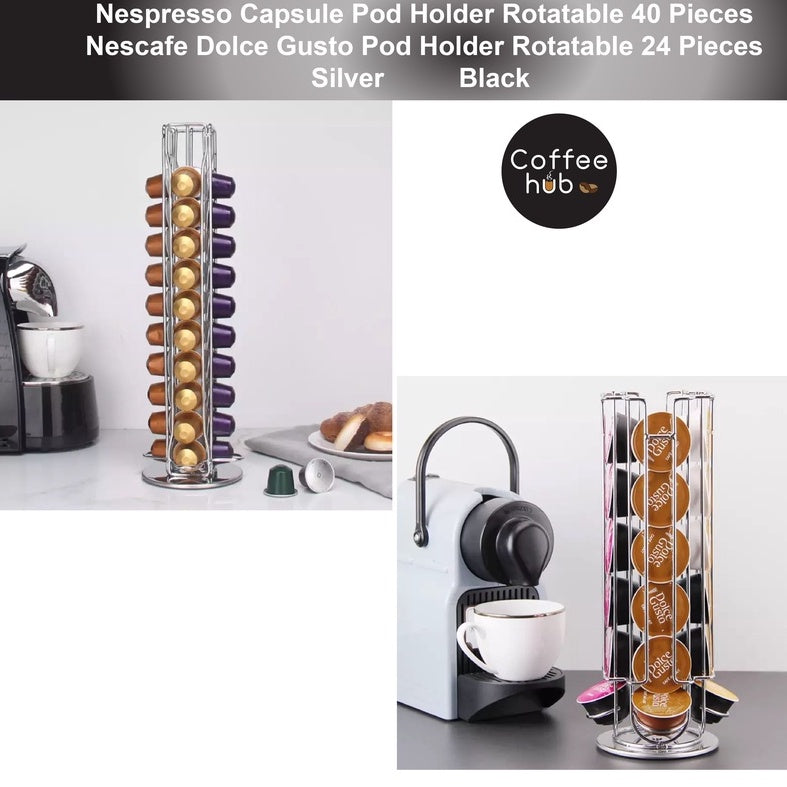 (Ready Stock)Coffee NESPRESSO Capsule Pod Holder (40 Pieces) Nescafe Dolce Gusto Pod Holder(24 Pieces) Rotatable Tower