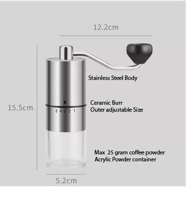 (Ready Stock)Coffee Bean Hand Brew Pour Over French Press Grinder Stainless Steel Ceramic Burr